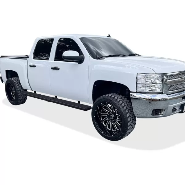 imageAPS 304 Stainless Steel Polished 6in Wheel to Wheel Running Boards Side Bars Side Steps Step Compatible with Chevy Silverado GMC Sierra 1500 20012013 Crew Cab 65ft Bed ampamp 2500 3500 20012014Aluminum Black