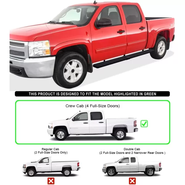 imageAPS 304 Stainless Steel Polished 6in Wheel to Wheel Running Boards Side Bars Side Steps Step Compatible with Chevy Silverado GMC Sierra 1500 20012013 Crew Cab 65ft Bed ampamp 2500 3500 20012014Aluminum Black