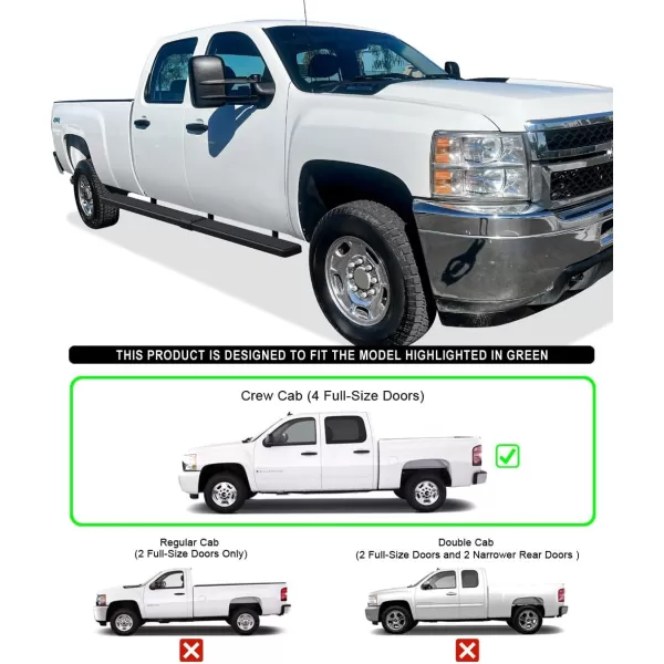imageAPS 304 Stainless Steel Polished 6in Wheel to Wheel Running Boards Side Bars Side Steps Step Compatible with Chevy Silverado GMC Sierra 1500 20012013 Crew Cab 65ft Bed ampamp 2500 3500 20012014Aluminum Black