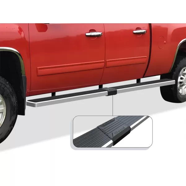 imageAPS 304 Stainless Steel Polished 6in Wheel to Wheel Running Boards Side Bars Side Steps Step Compatible with Chevy Silverado GMC Sierra 1500 20012013 Crew Cab 65ft Bed ampamp 2500 3500 20012014Stainless Steel Polished