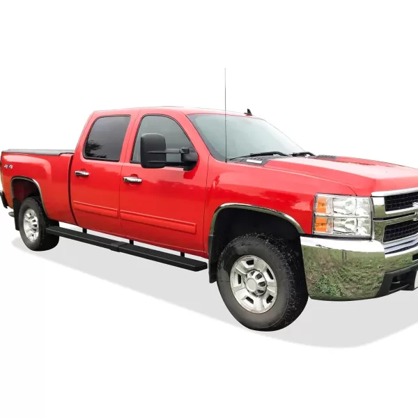 imageAPS 304 Stainless Steel Polished 6in Wheel to Wheel Running Boards Side Bars Side Steps Step Compatible with Chevy Silverado GMC Sierra 1500 20012013 Crew Cab 65ft Bed ampamp 2500 3500 20012014Aluminum Black
