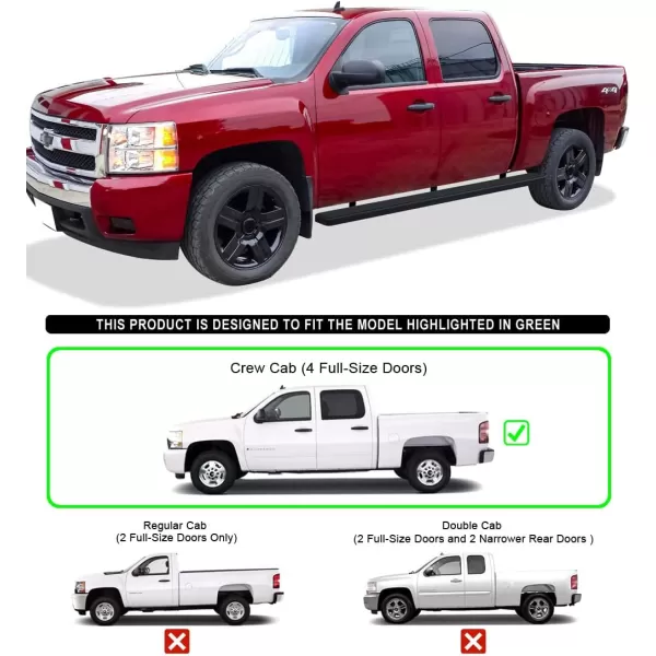 imageAPS 5in WheeltoWheel Black Nerf Bars Compatible with Silverado Sierra Crew Cab 56ft Bed 0113