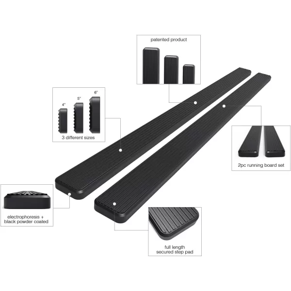 imageAPS 5in WheeltoWheel Black Nerf Bars Compatible with Silverado Sierra Crew Cab 56ft Bed 0113