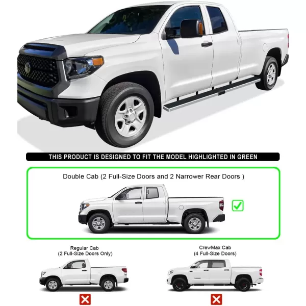 imageAPS 5in WheeltoWheel Stainless Steel Side Steps Compatible with Toyota Tundra Double Cab 65ft Bed 0721