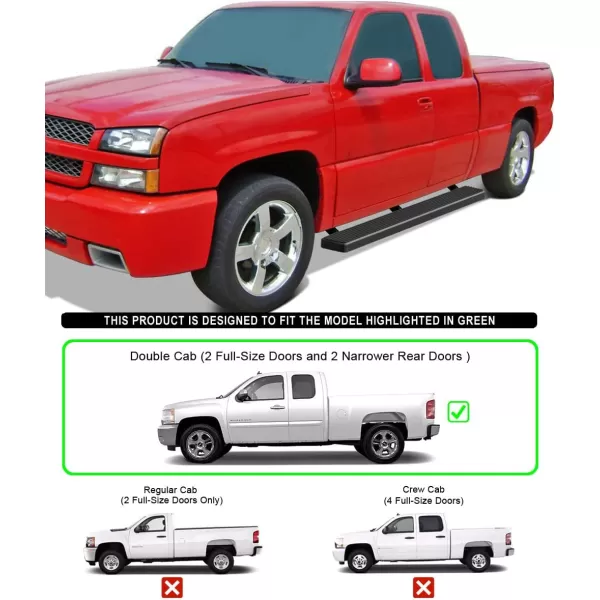 imageAPS 6in Black Running Boards Compatible with Chevy Silverado GMC Sierra Double Cab 9913