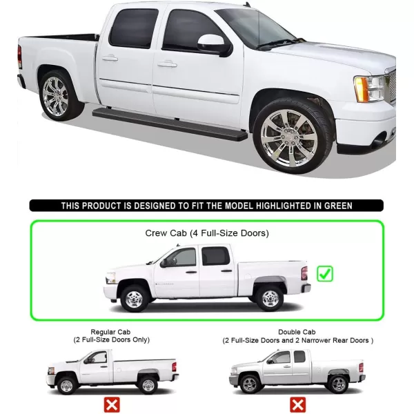 imageAPS 6in Black Stainless Steel Running Boards Compatible with Chevy Silverado GMC Sierra Crew Cab 0113
