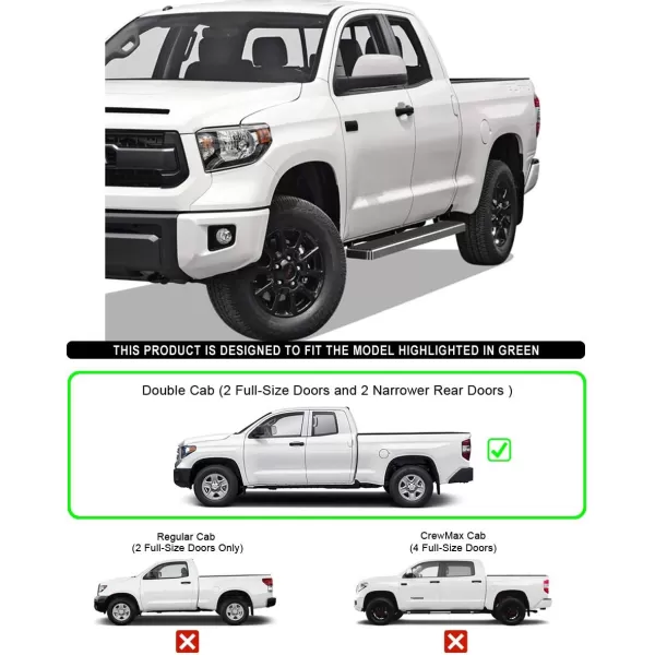 imageAPS 6in Stainless Steel Black Running Boards Compatible with Toyota Tundra 20072021 Double Cab Nerf Bars Side StepsStainless Steel Polished