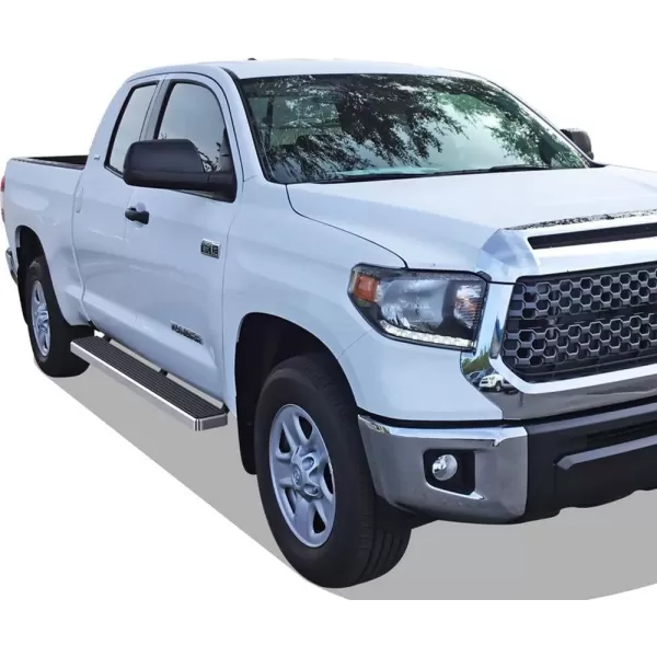 imageAPS 6in Stainless Steel Black Running Boards Compatible with Toyota Tundra 20072021 Double Cab Nerf Bars Side StepsStainless Steel Polished