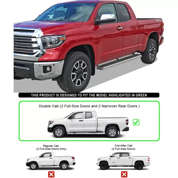 imageAPS 6in Stainless Steel Black Running Boards Compatible with Toyota Tundra 20072021 Double Cab Nerf Bars Side StepsStainless Steel Polished