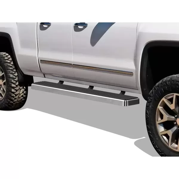 imageAPS 6in Stainless Steel Polished Flat Style Running Boards Bars Compatible with Chevy Silverado GMC Sierra 20072018 Double Cab Extended Cab ampamp 2500 HD 2019 Exclude 07 ClassicInclude 19 1500 LDSilver