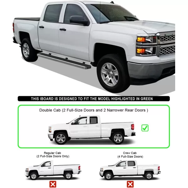imageAPS 6in Stainless Steel Polished Flat Style Running Boards Bars Compatible with Chevy Silverado GMC Sierra 20072018 Double Cab Extended Cab ampamp 2500 HD 2019 Exclude 07 ClassicInclude 19 1500 LDStainless Steel Polished