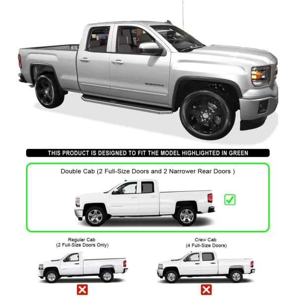 imageAPS 6in Stainless Steel Polished Flat Style Running Boards Bars Compatible with Chevy Silverado GMC Sierra 20072018 Double Cab Extended Cab ampamp 2500 HD 2019 Exclude 07 ClassicInclude 19 1500 LDPolished