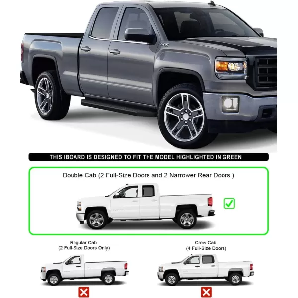 imageAPS 6in Stainless Steel Polished Flat Style Running Boards Bars Compatible with Chevy Silverado GMC Sierra 20072018 Double Cab Extended Cab ampamp 2500 HD 2019 Exclude 07 ClassicInclude 19 1500 LDAluminum Black