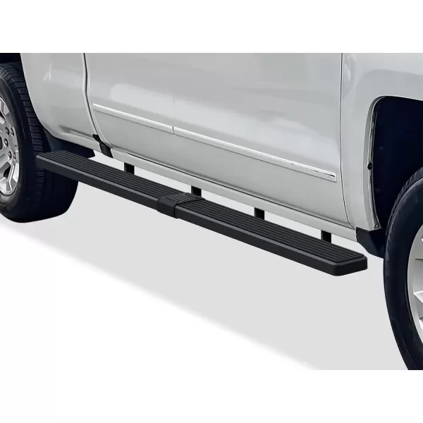 imageAPS 6in Stainless Steel Polished Flat Style Running Boards Bars Compatible with Chevy Silverado GMC Sierra 20072018 Double Cab Extended Cab ampamp 2500 HD 2019 Exclude 07 ClassicInclude 19 1500 LDAluminum Black