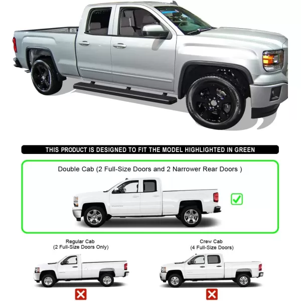 imageAPS 6in Stainless Steel Polished Flat Style Running Boards Bars Compatible with Chevy Silverado GMC Sierra 20072018 Double Cab Extended Cab ampamp 2500 HD 2019 Exclude 07 ClassicInclude 19 1500 LDStainless Steel Black