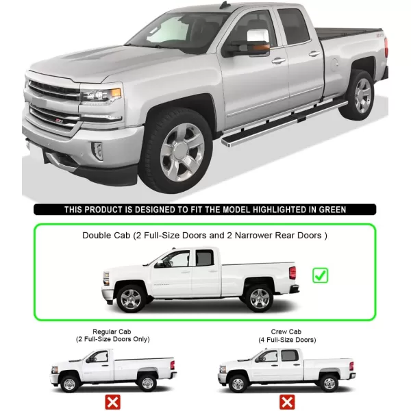 imageAPS 6in Stainless Steel Polished Flat Style Running Boards Bars Compatible with Chevy Silverado GMC Sierra 20072018 Double Cab Extended Cab ampamp 2500 HD 2019 Exclude 07 ClassicInclude 19 1500 LDStainless Steel Polished
