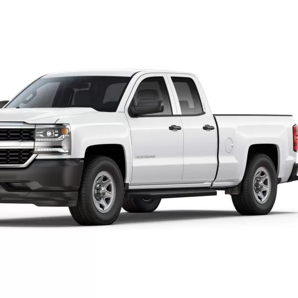 imageAPS 6in Stainless Steel Polished Flat Style Running Boards Bars Compatible with Chevy Silverado GMC Sierra 20072018 Double Cab Extended Cab ampamp 2500 HD 2019 Exclude 07 ClassicInclude 19 1500 LDAluminum Black