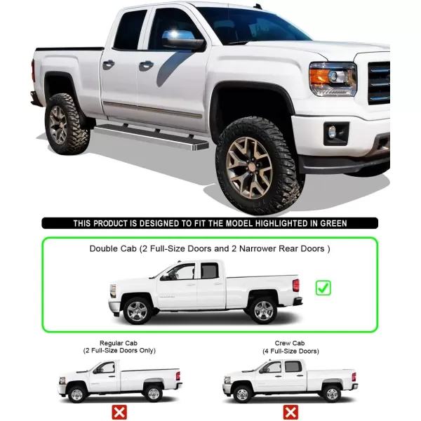 imageAPS 6in Stainless Steel Polished Flat Style Running Boards Bars Compatible with Chevy Silverado GMC Sierra 20072018 Double Cab Extended Cab ampamp 2500 HD 2019 Exclude 07 ClassicInclude 19 1500 LDSilver