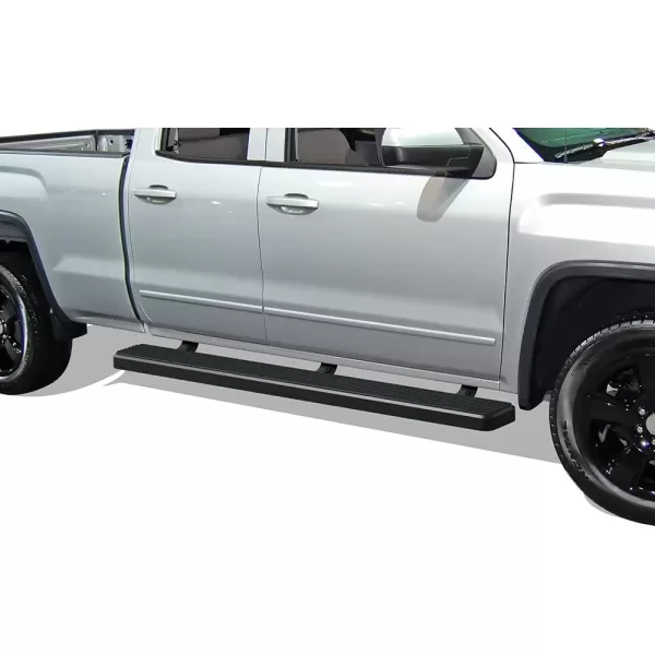 imageAPS 6in Stainless Steel Polished Flat Style Running Boards Bars Compatible with Chevy Silverado GMC Sierra 20072018 Double Cab Extended Cab ampamp 2500 HD 2019 Exclude 07 ClassicInclude 19 1500 LDStainless Steel Black