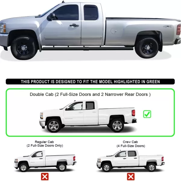 imageAPS 6in Stainless Steel Polished Flat Style Running Boards Bars Compatible with Chevy Silverado GMC Sierra 20072018 Double Cab Extended Cab ampamp 2500 HD 2019 Exclude 07 ClassicInclude 19 1500 LDStainless Steel Black