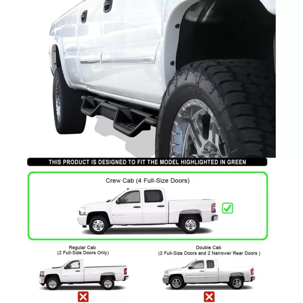 imageAPS Black 6 Inches Tubular Drop Down Style Nerf Bars Running Boards Compatible with Chevy Silverado GMC Sierra 1500 2500 3500 20012006 Crew Cab ampamp Classic 07Black