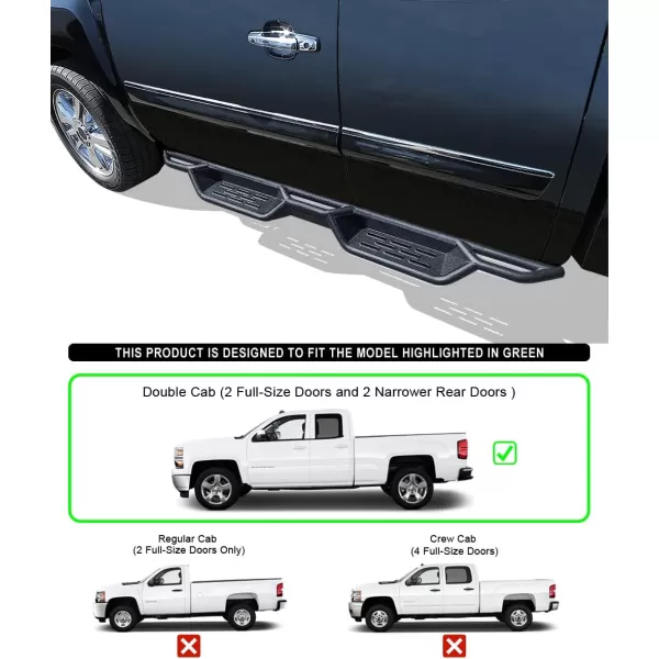 imageAPS Black 6 Inches Tubular Drop Down Style Nerf Bars Running Boards Compatible with Chevy Silverado GMC Sierra 20072018 Double Cab Extended Cab ampamp 2500 HD 2019 Exclude 07 ClassicInclude 19 1500 LDBlack