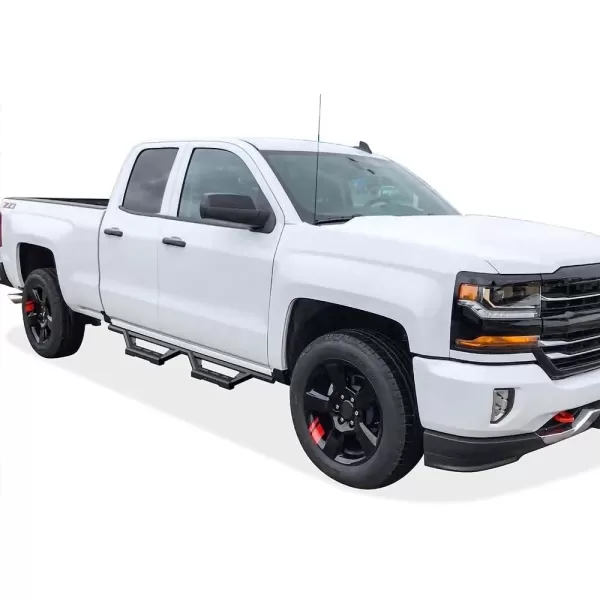 imageAPS Black 6 Inches Tubular Drop Down Style Nerf Bars Running Boards Compatible with Chevy Silverado GMC Sierra 20072018 Double Cab Extended Cab ampamp 2500 HD 2019 Exclude 07 ClassicInclude 19 1500 LDBlack