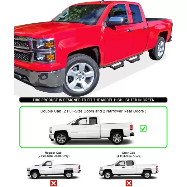 imageAPS Black 6 Inches Tubular Drop Down Style Nerf Bars Running Boards Compatible with Chevy Silverado GMC Sierra 20072018 Double Cab Extended Cab ampamp 2500 HD 2019 Exclude 07 ClassicInclude 19 1500 LDBlack