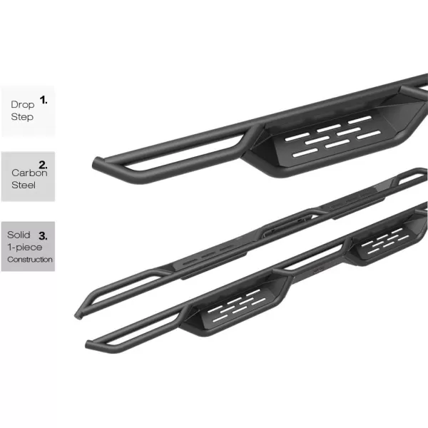 imageAPS Black 6 Inches Tubular Drop Down Style Side Bars Running Boards Compatible with Toyota Tundra 20072021 Double CabBlack