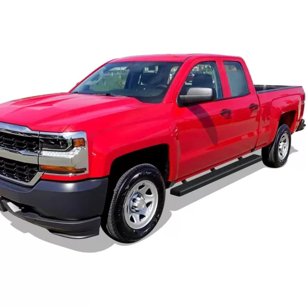 imageAPS Black Powder Coated 4in Running Boards Nerf Bars Side Steps Compatible with Chevy Silverado GMC Sierra 20072018 Double Extended Cab ampamp 2500 3500 2019 Exclude 07 Classic