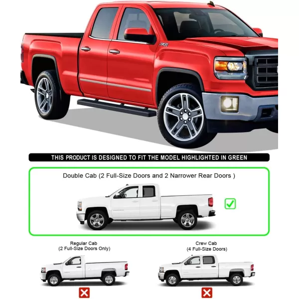 imageAPS Black Powder Coated 4in Running Boards Nerf Bars Side Steps Compatible with Chevy Silverado GMC Sierra 20072018 Double Extended Cab ampamp 2500 3500 2019 Exclude 07 Classic