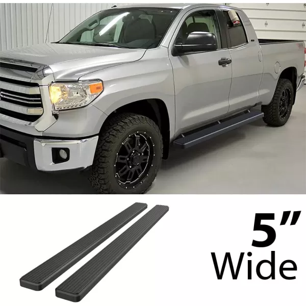 imageAPS Black Powder Coated Running Board Style Running Boards Nerf Bars Side Steps Compatible with Toyota Tundra 20072021 Double CabAluminum Black