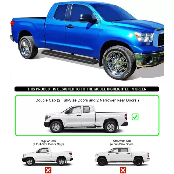 imageAPS Black Powder Coated Running Board Style Running Boards Nerf Bars Side Steps Compatible with Toyota Tundra 20072021 Double CabAluminum Black