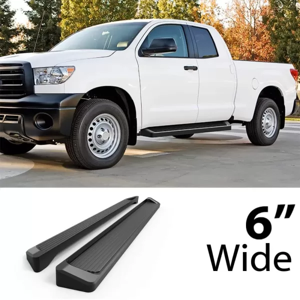 imageAPS Black Powder Coated Running Board Style Running Boards Nerf Bars Side Steps Compatible with Toyota Tundra 20072021 Double CabAluminum Black