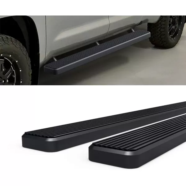 imageAPS Black Powder Coated Running Board Style Running Boards Nerf Bars Side Steps Compatible with Toyota Tundra 20072021 Double CabAluminum Black