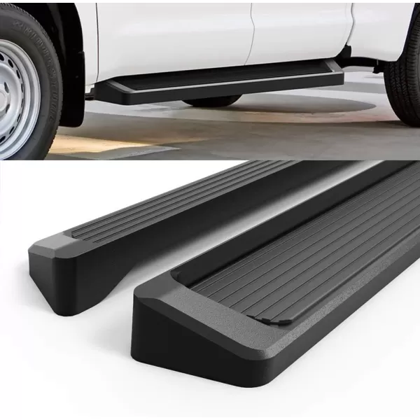 imageAPS Black Powder Coated Running Board Style Running Boards Nerf Bars Side Steps Compatible with Toyota Tundra 20072021 Double CabAluminum Black