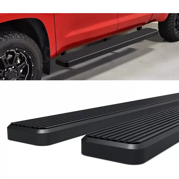 imageAPS Black Powder Coated Running Board Style Running Boards Nerf Bars Side Steps Compatible with Toyota Tundra 20072021 Double CabAluminum Black