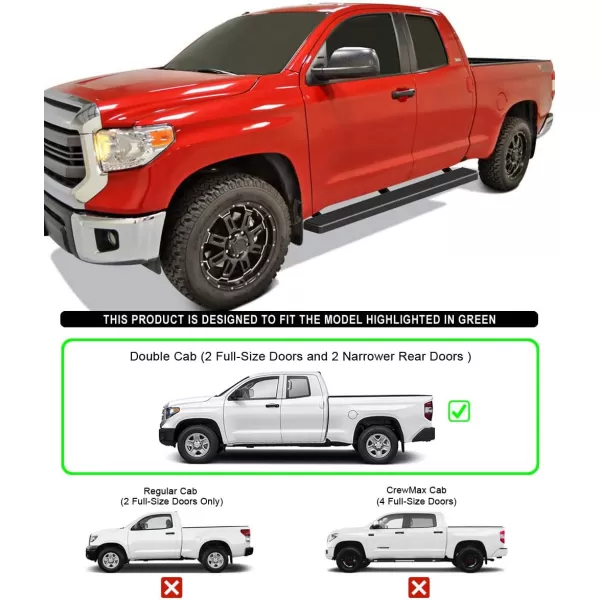 imageAPS Black Powder Coated Running Board Style Running Boards Nerf Bars Side Steps Compatible with Toyota Tundra 20072021 Double CabAluminum Black