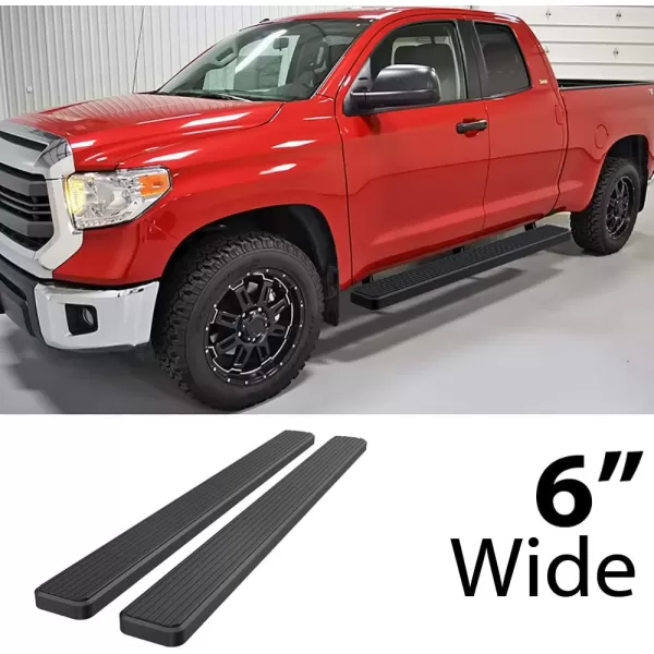 imageAPS Black Powder Coated Running Board Style Running Boards Nerf Bars Side Steps Compatible with Toyota Tundra 20072021 Double CabAluminum Black