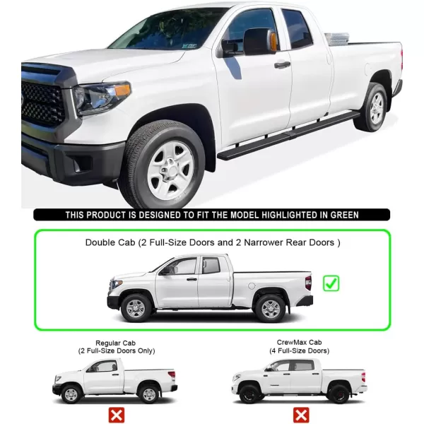 imageAPS Black Powder Coated Running Board Style Running Boards Nerf Bars Side Steps Compatible with Toyota Tundra 20072021 Double CabAluminum Black
