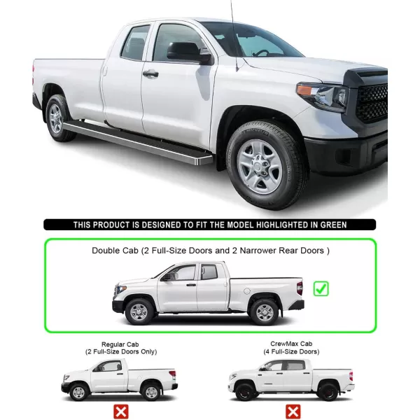 imageAPS Black Powder Coated Running Board Style Running Boards Nerf Bars Side Steps Compatible with Toyota Tundra 20072021 Double CabAluminum Silver