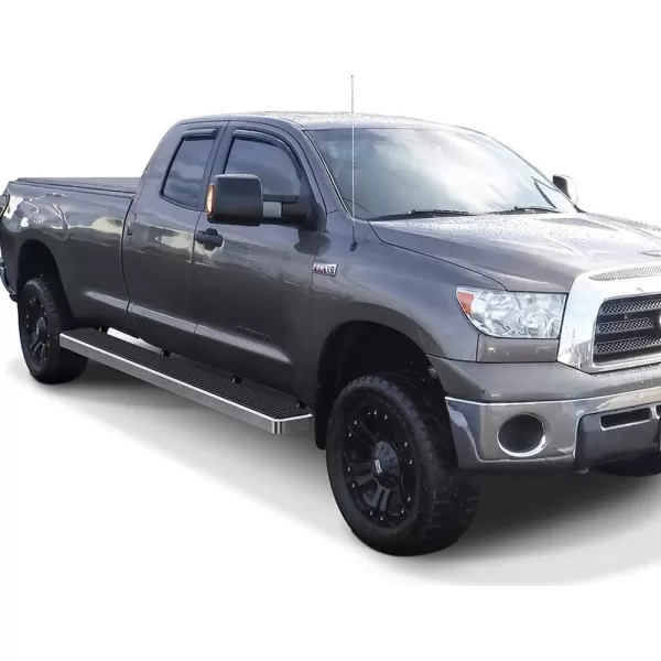 imageAPS Black Powder Coated Running Board Style Running Boards Nerf Bars Side Steps Compatible with Toyota Tundra 20072021 Double CabAluminum Silver