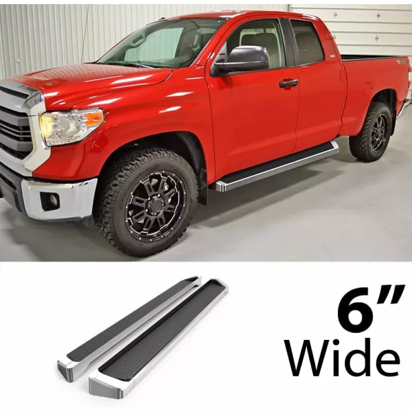 imageAPS Black Powder Coated Running Board Style Running Boards Nerf Bars Side Steps Compatible with Toyota Tundra 20072021 Double CabAluminum Silver