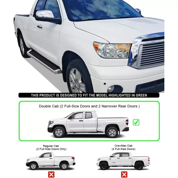 imageAPS Black Powder Coated Running Board Style Running Boards Nerf Bars Side Steps Compatible with Toyota Tundra 20072021 Double CabAluminum Silver
