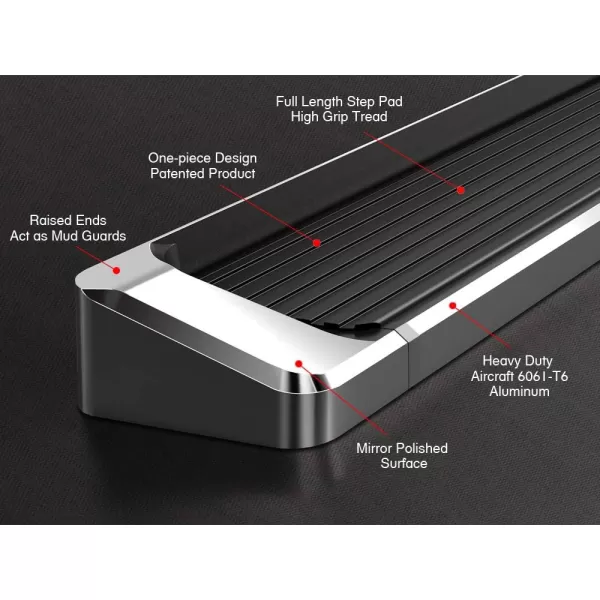 imageAPS Black Powder Coated Running Board Style Running Boards Nerf Bars Side Steps Compatible with Toyota Tundra 20072021 Double CabAluminum Silver