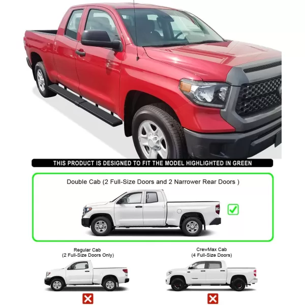 imageAPS Black Powder Coated Running Board Style Running Boards Nerf Bars Side Steps Compatible with Toyota Tundra 20072021 Double CabStainless Steel Black