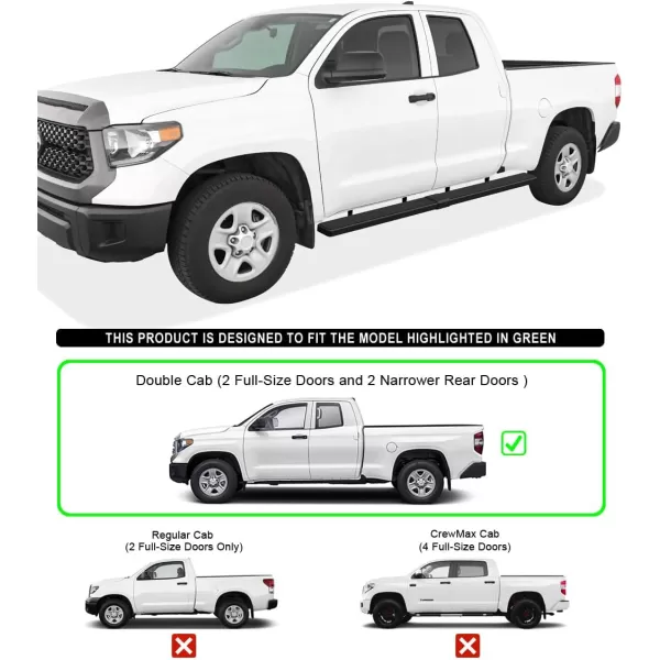 imageAPS Black Powder Coated Running Board Style Running Boards Nerf Bars Side Steps Compatible with Toyota Tundra 20072021 Double CabStainless Steel Black