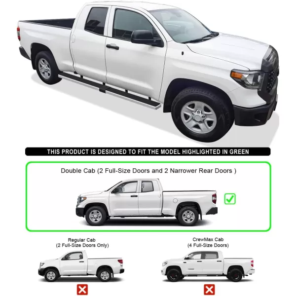 imageAPS Black Powder Coated Running Board Style Running Boards Nerf Bars Side Steps Compatible with Toyota Tundra 20072021 Double CabStainless Steel Polished