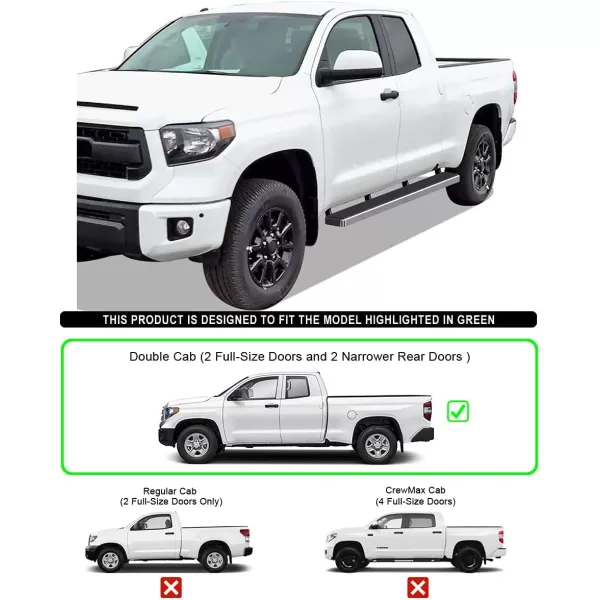 imageAPS Black Powder Coated Running Board Style Running Boards Nerf Bars Side Steps Compatible with Toyota Tundra 20072021 Double CabStainless Steel Polished