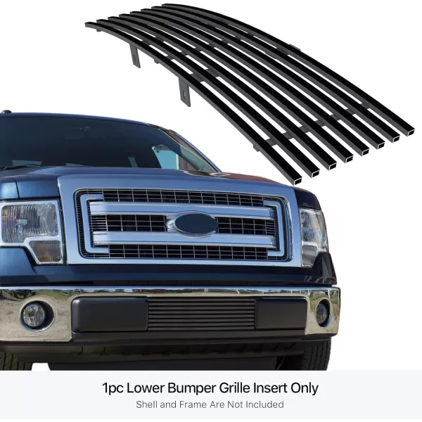 imageAPS Compatible with Ford F150 20092014 Lower Bumper Stainless Steel Black 8x6 Horizontal Billet Front Grill Grille Insert F66789JBlack